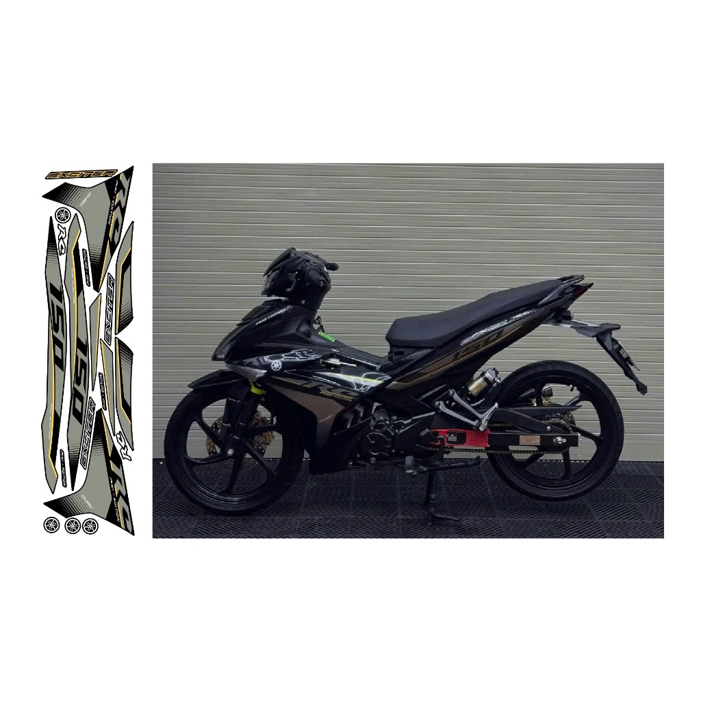 tem rời decal tem xe tem dán xe exciter 150 mẫu rc exciter 150 màu đen xám vàng