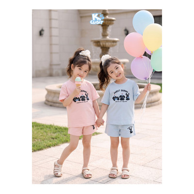 Bộ Quần Áo Cộc Tay K'S CLOSET Chất Liệu Vải Cotton From Thoải Mái Cho Bé Trai Và Bé Gái (2-14 tuổi) từ 11kg-60kg E029SIS