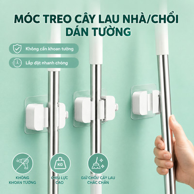 Móc treo tường BCT50204 có miếng dán đi kèm không cần khoang tường