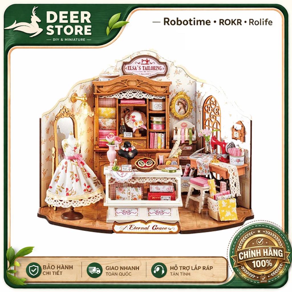 Mô hình nhà thu nhỏ DIY Rolife Elsa's Tailoring DG178 – Tiệm may của Elsa DEER STORE