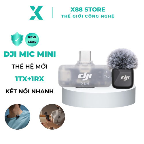 [X88]Micro DJI Mini 1TX 1RX Type-C Mobile Livestream Bán Hàng,Vlog, Thu Âm Chống Ồn, Nhỏ Gọn 10g
