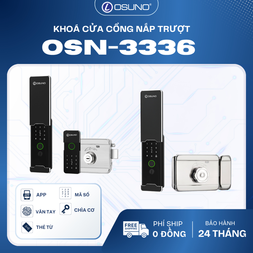 Khoá cửa cổng OSUNO Nắp trượt_ kháng nước tuyệt đối |OSN-3336| Khoá cửa thông minh OSUNO