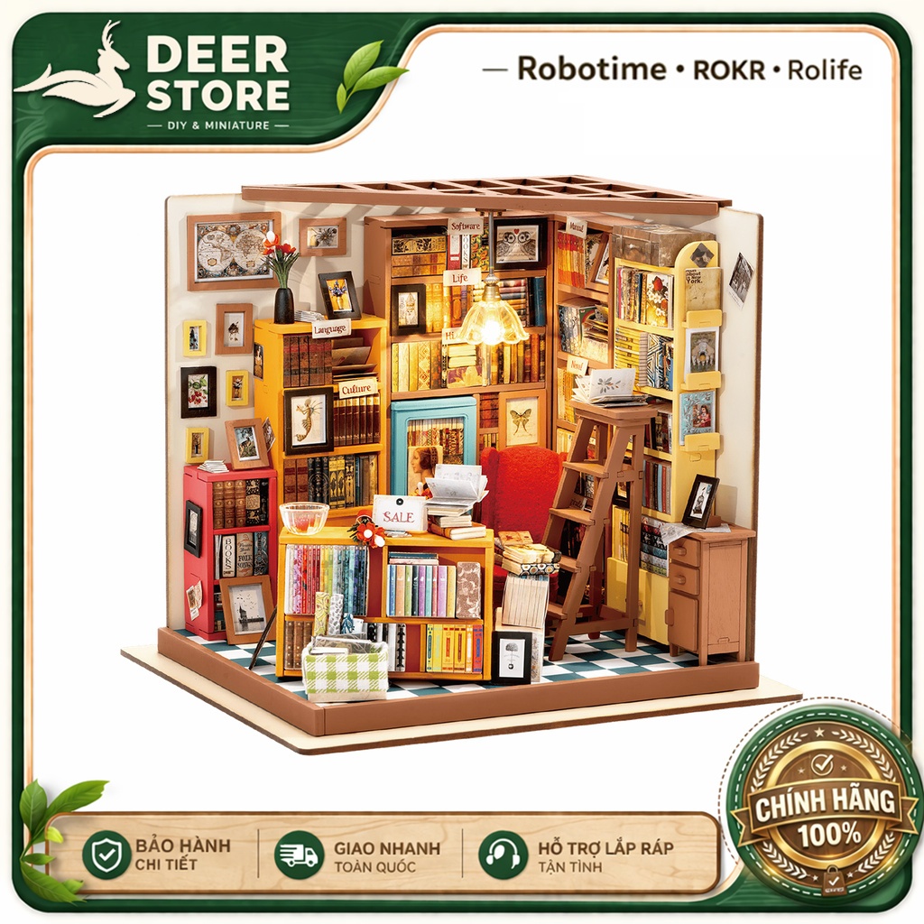 Mô hình nhà thu nhỏ DIY Rolife Sam's Study DG102 – Thư viện của Sam DEER STORE