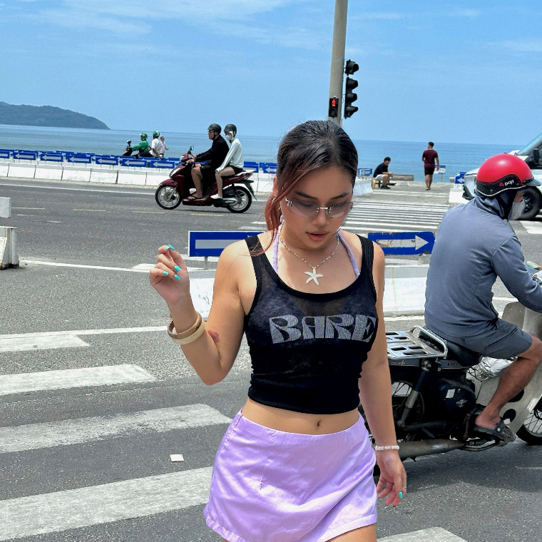 BAREME CLUB - Áo tank BARE TOP chữ in form ôm tôn dáng chất slub cotton mỏng co giãn nhẹ