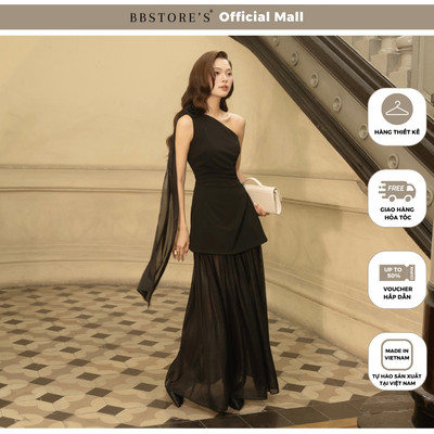 BBSTORE'S Đầm Body Tiệc Thun Dài Cổ Xéo Có Tà Vai - DAH04A