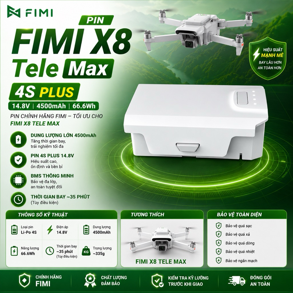 PIN FLYCAM FIMI X8 3S 2019/2020/2022/2022v2 - pin X8 4S 3800/5000mah - chuẩn hãng