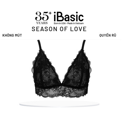 [SEASON OF LOVE] Áo ngực Áo lót Bralette không đệm không gọng lụa phối ren iBasic gợi cảm quyến rũ màu đen BRAW172