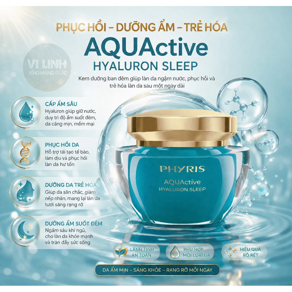 Phyris Kem dưỡng cấp ẩm tái tạo đêm Phyris AQUActive hyaluron sleep 50ml