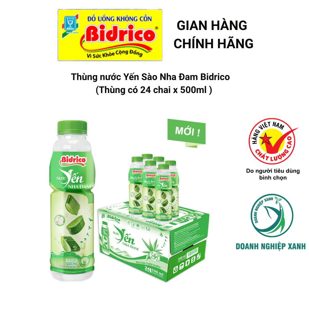 Nước Yến Nha Đam Bidrico ( Thùng 24 chai 500ml )