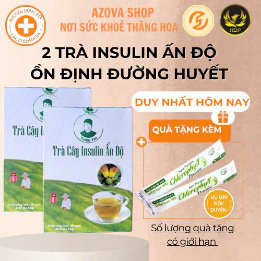 (Tặng quà ) 2 hộp Trà cây Insulin Ấn Độ Ổn định Đường huyết Tăng đề kháng 60 gói 3.5g