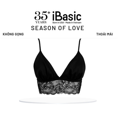 [SEASON OF LOVE] Áo ngực Áo lót Bralette mút mỏng không gọng satin phối ren iBasic thoải mái gợi cảm màu đen BRAW171