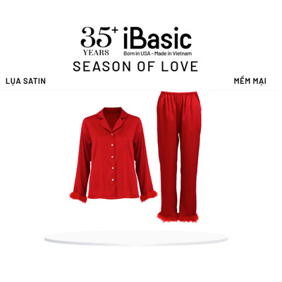 [SEASON OF LOVE] Bộ mặc nhà nữ quần dài áo tay dài màu đỏ HOMW063