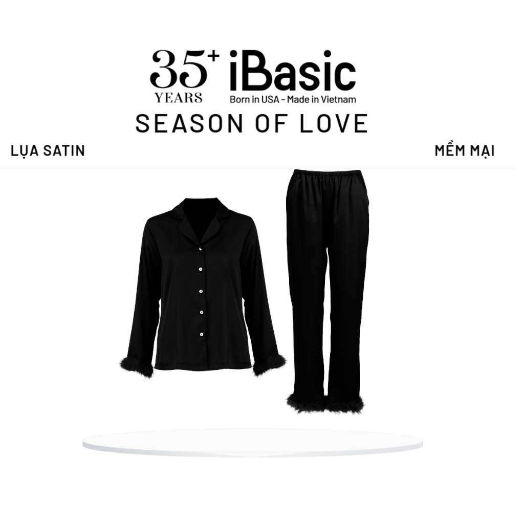 [SEASON OF LOVE] Bộ mặc nhà nữ quần dài áo tay dài màu đen iBasic HOMW063