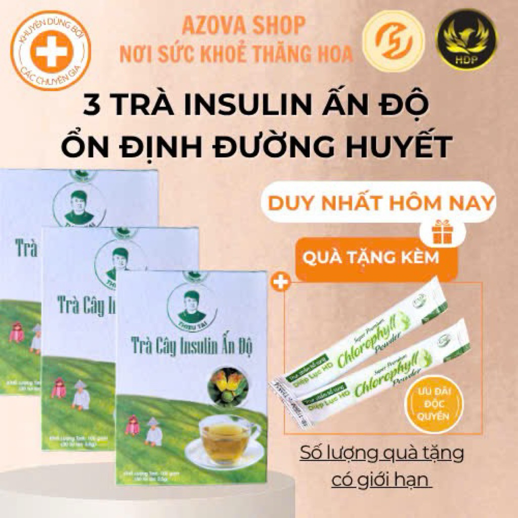 (Tặng quà )3 Hộp Trà cây Insulin Ấn Độ Ổn định Đường huyết Tăng đề kháng 90 gói 3.5g