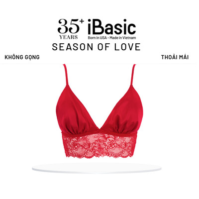 [SEASON OF LOVE] Áo ngực Áo lót Bralette mút mỏng không gọng satin phối ren iBasic thoải mái gợi cảm màu đỏ BRAW171