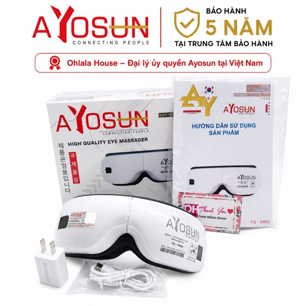 [Chính hãng-BH 5 NĂM] Máy Massage Mắt Loại Cao Cấp Ayosun Korea - Ohlala House đại lý phân phối