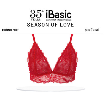 [SEASON OF LOVE] Áo ngực Áo lót Bralette đệm mỏng không gọng lụa phối ren iBasic gợi cảm quyến rũ màu đỏ BRAW172