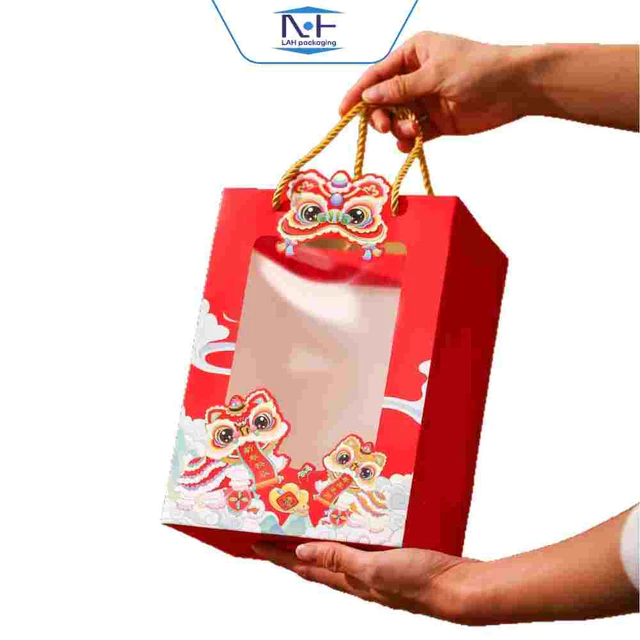 [Hỏa Tốc Hà Nội] Set 21 Túi Giấy Hình Lân Đựng Quà Trung Thu, Túi Quà Bánh kẹo Cho Bé, Phá cỗ Trung Thu