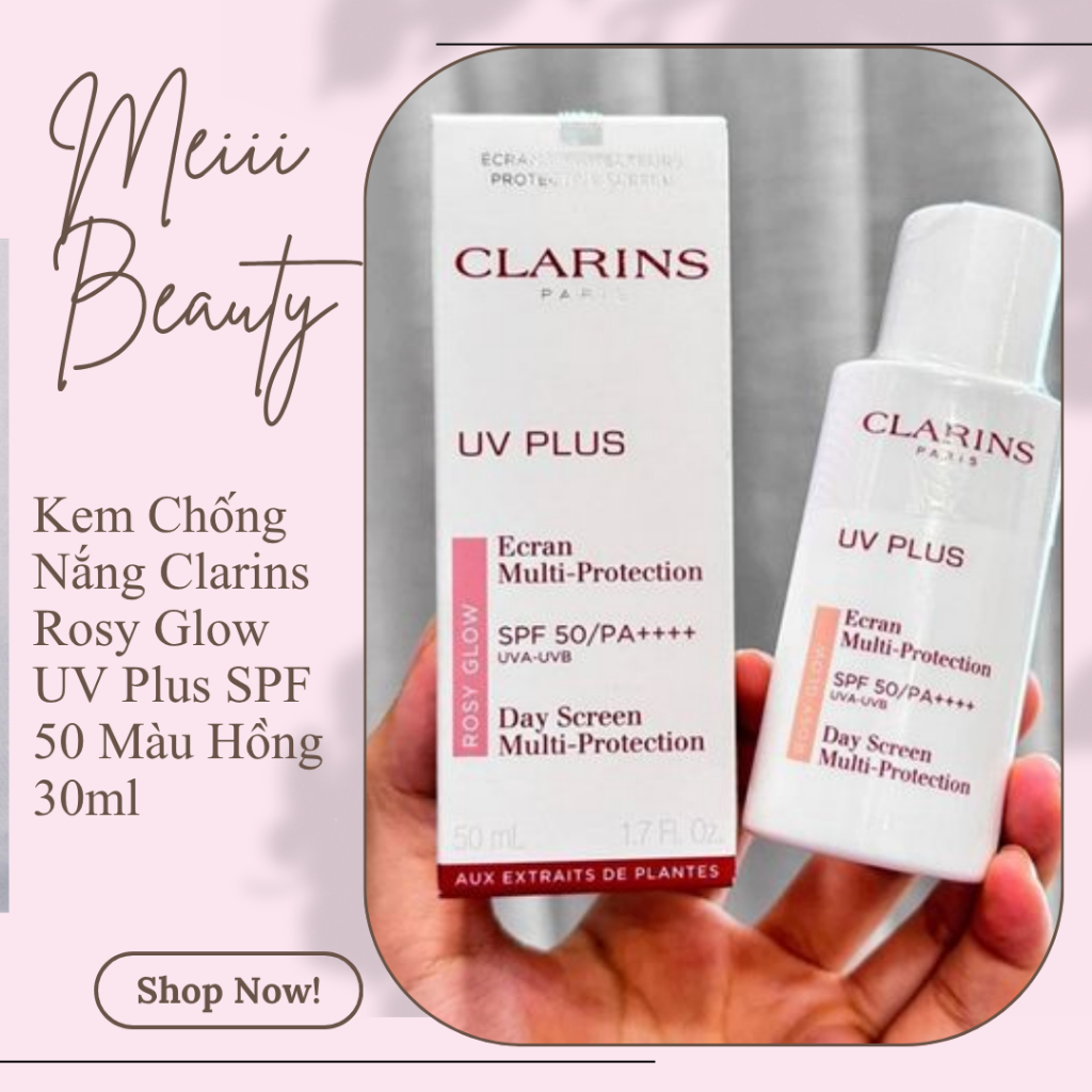 Kem Chống Nắng Clarins Rosy Glow UV Plus SPF 50 Màu Hồng 30ml