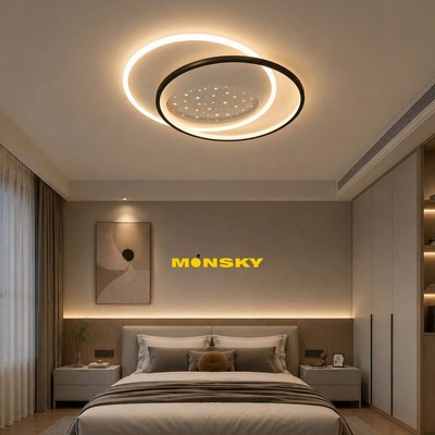 Đèn ốp trần LED MONSKY NOFER 50cm sang trọng, hiện đại với 3 chế độ ánh sáng cao cấp