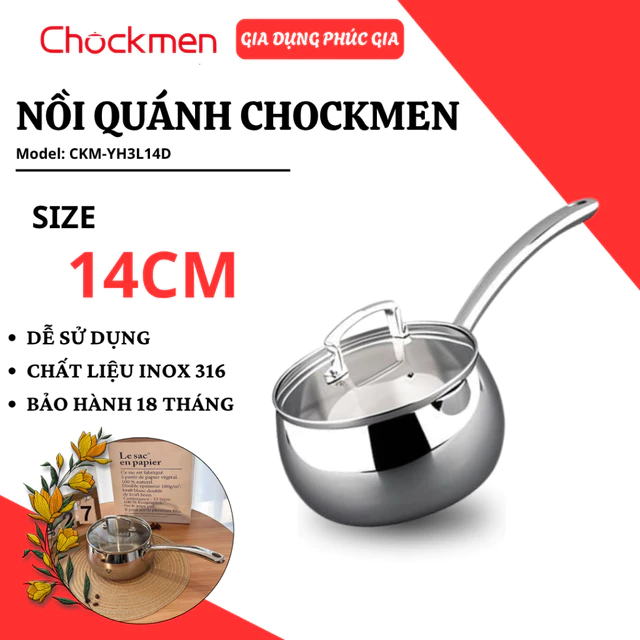 Quánh Inox Dáng Bầu Chockmen C568 Inox 18/10 Cao Cấp Đúc Nguyên Khối, Đáy Từ Cho Mọi Bếp - GIA DỤNG PHÚC GIA