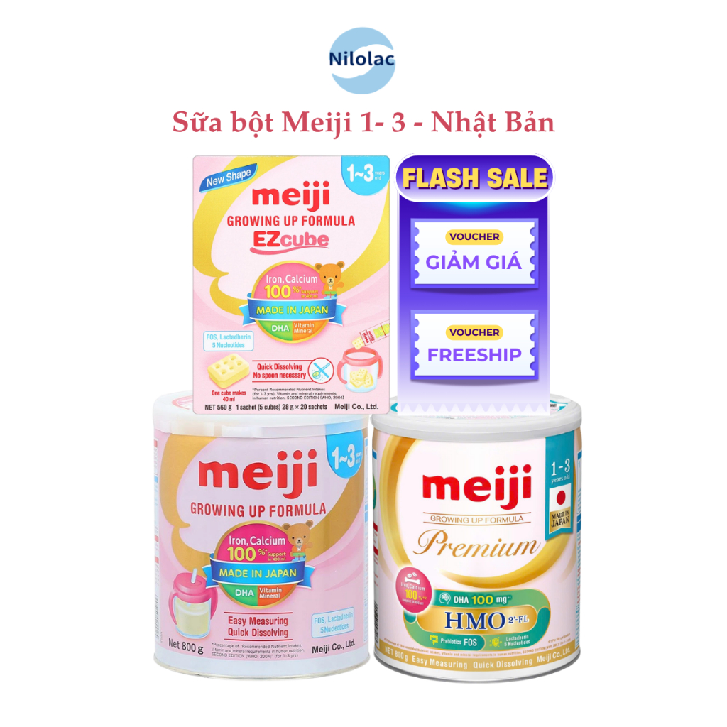 Sữa bột Meiji 1 - 3 tuổi - Nhật Bản đủ loại Meiji 1-3 / Meiji Premium 1-3 lon 800g / Meiji thanh 1-3