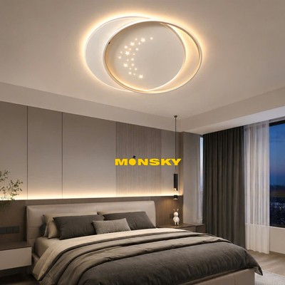 Đèn ốp trần phòng ngủ MONSKY SIDO 50cm kiểu dáng hiện đại sang trọng - dùng bóng LED 3 màu ánh sáng