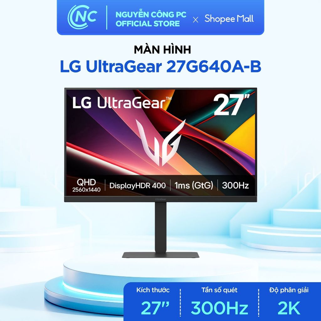 Màn hình LG UltraGear 27G640A-B - 27 inch QHD, IPS, 300Hz, 1ms, loa tích hợp - BH chính hãng 24 thán