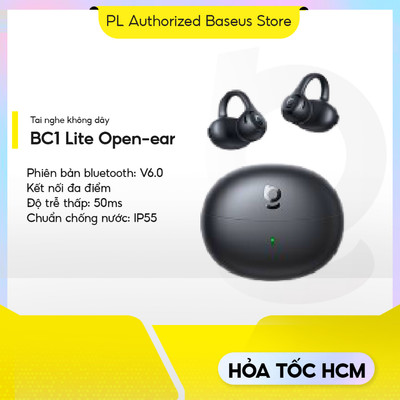 Tai Nghe Bluetooth Baseus Bass BC1 Lite Open Ear Không Dây Kẹp Tai Bluetooth 6.0 Pin 38H 4 Mic AI Chống Nước IP55