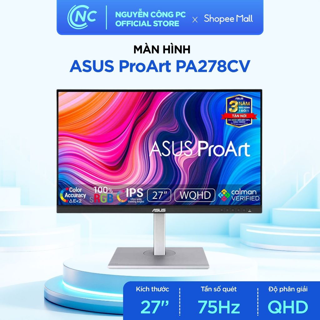 Màn hình đồ họa ASUS ProArt PA278CV - 27 inch 2K, IPS - BH chính hãng 36 tháng