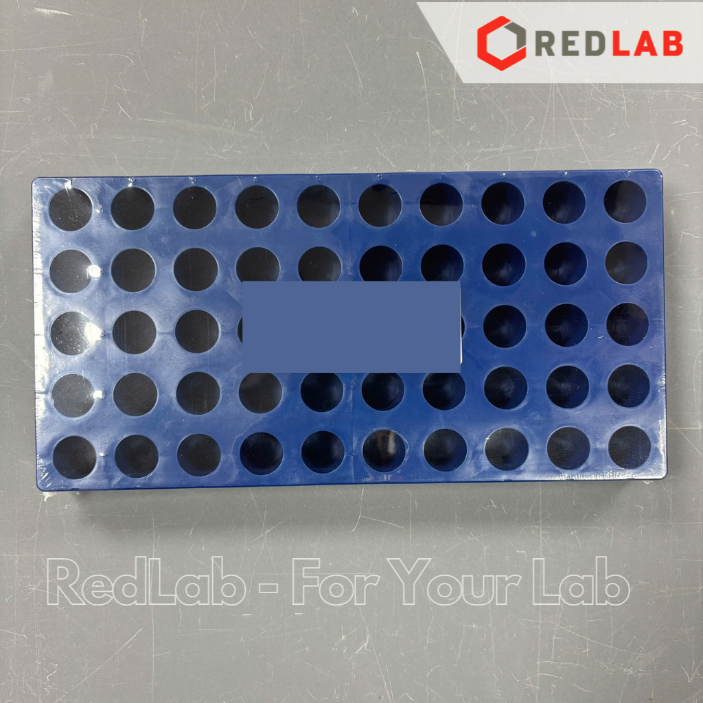 Giá đỡ 50 vị trí cho chai vial 4ml HPLC, RV002 nhựa PP xanh, có VAT