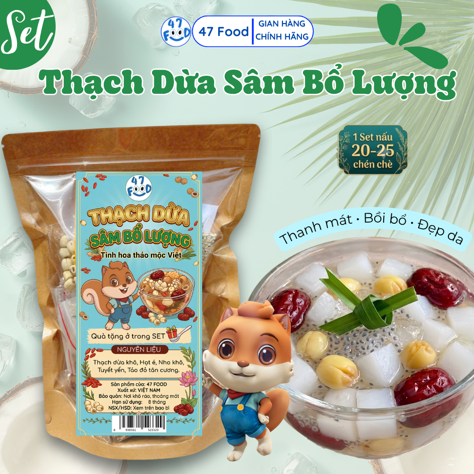 [ 1 Set] Thạch Dừa Sâm Bổ Lượng 20-25 chén chè 47 Food
