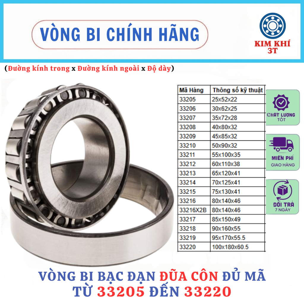 Vòng bi bạc đạn đũa côn 33205 33206 33207 33208 33209 33210 bền bỉ chịu tải - Hàng chính hãng