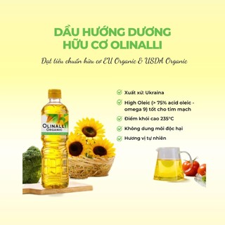 Dầu hướng dương hữu cơ Olinalli 1 lít chiên xào cho bé và gia đình - hanzo2009