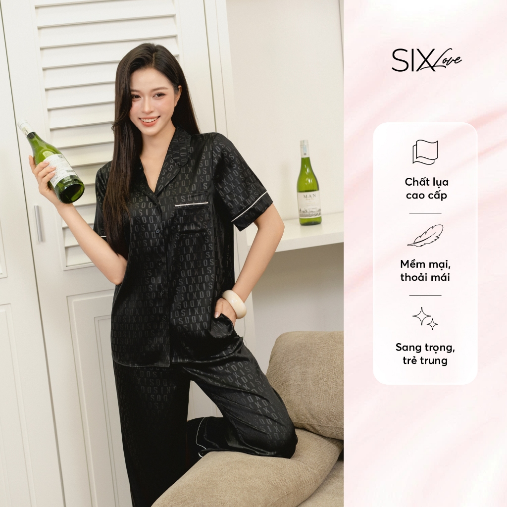 Set Đồ Mặc Nhà Lụa Nữ Cao Cấp [SIXLOVE] - Set Pijama Áo Ngắn Họa Tiết SIXDO Sang Trọng Thanh Lịch