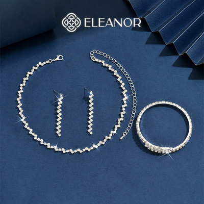 Bông tai vòng tay dây chuyền Eleanor Accessories bộ trang sức đính đá phụ kiện trang sức 12150