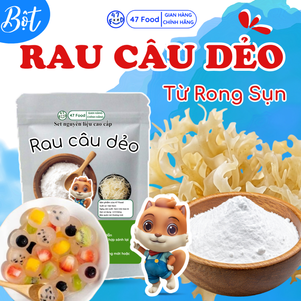 [ Túi 25g] Bột rau câu dẻo làm thạch, pudding 47 Food, thạch lớn,
