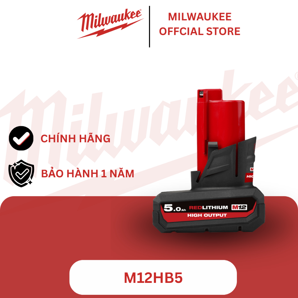 Pin Dòng Xã Cao MILWAUKEE® M12 5.0Ah — M12HB5