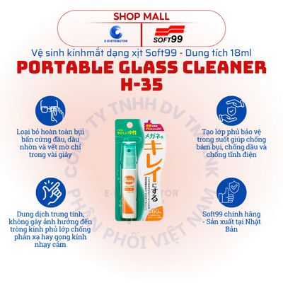 [HỎA TỐC] Vệ sinh kính mắt dạng xịt SOFT99 Portable Glass Cleaner H-35 - Dung tích 18ml