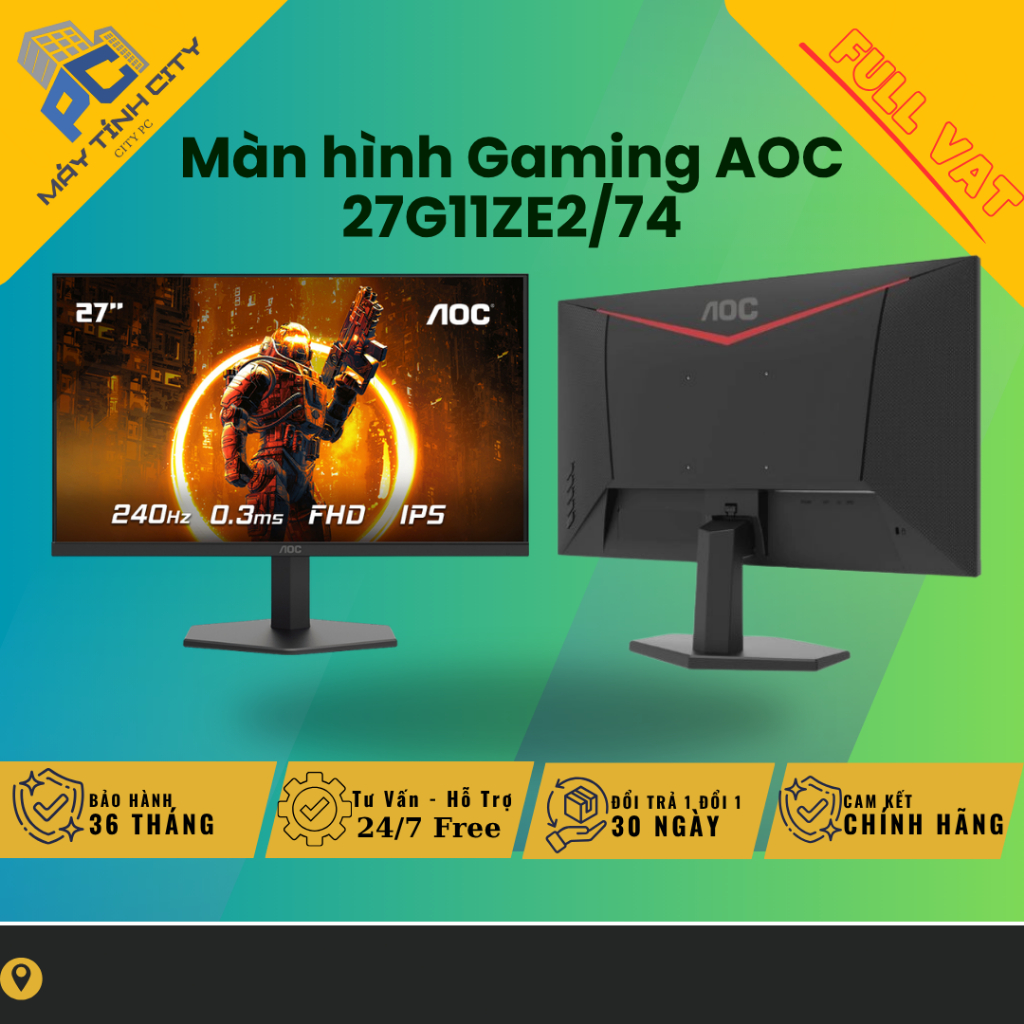 [Full Vat] Màn hình Gaming AOC 27G11ZE2/74 27inch FHD IPS 240Hz - 36 Tháng