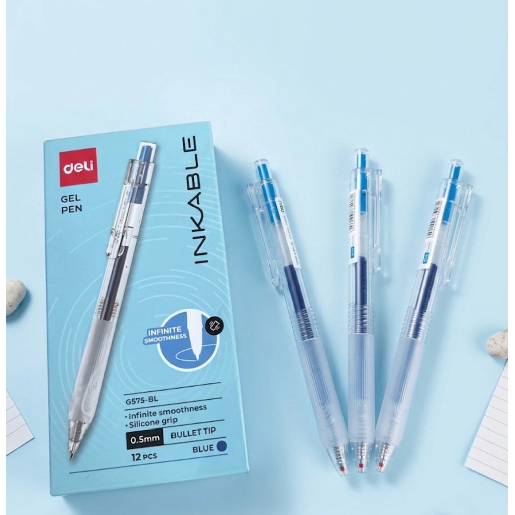 [Combo 5 bút] bút gel mực nước Deli 575, bút bi nước bấm Deli G575, bút nước mực gel dạng bấm nét 0.