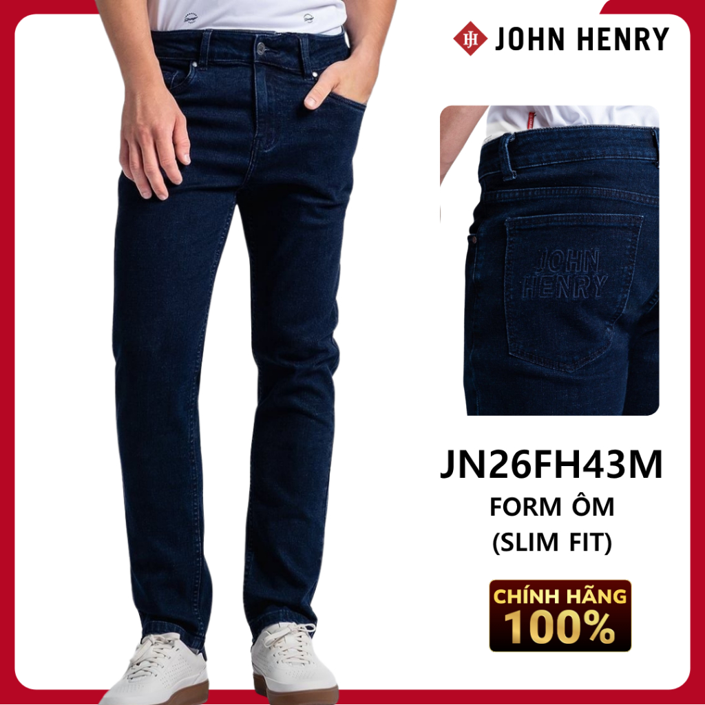 JOHN HENRY - JN26FH43M-SL - Quần Jean Dài Nam Form Ôm Slimfit - Vải Cotton Spandex Thoải Mái Co Giãn