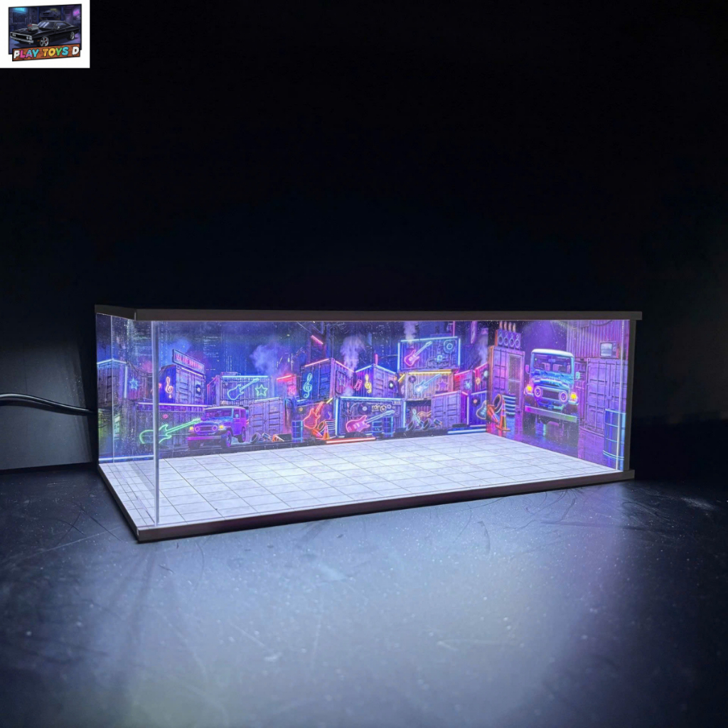 Mô hình Gara Âm Nhạc Neon – PLAY TOYS D | Kệ Trưng Bày Xe Mô Hình Tỷ lệ1:64 1:43 1:24| Decor Gara, P