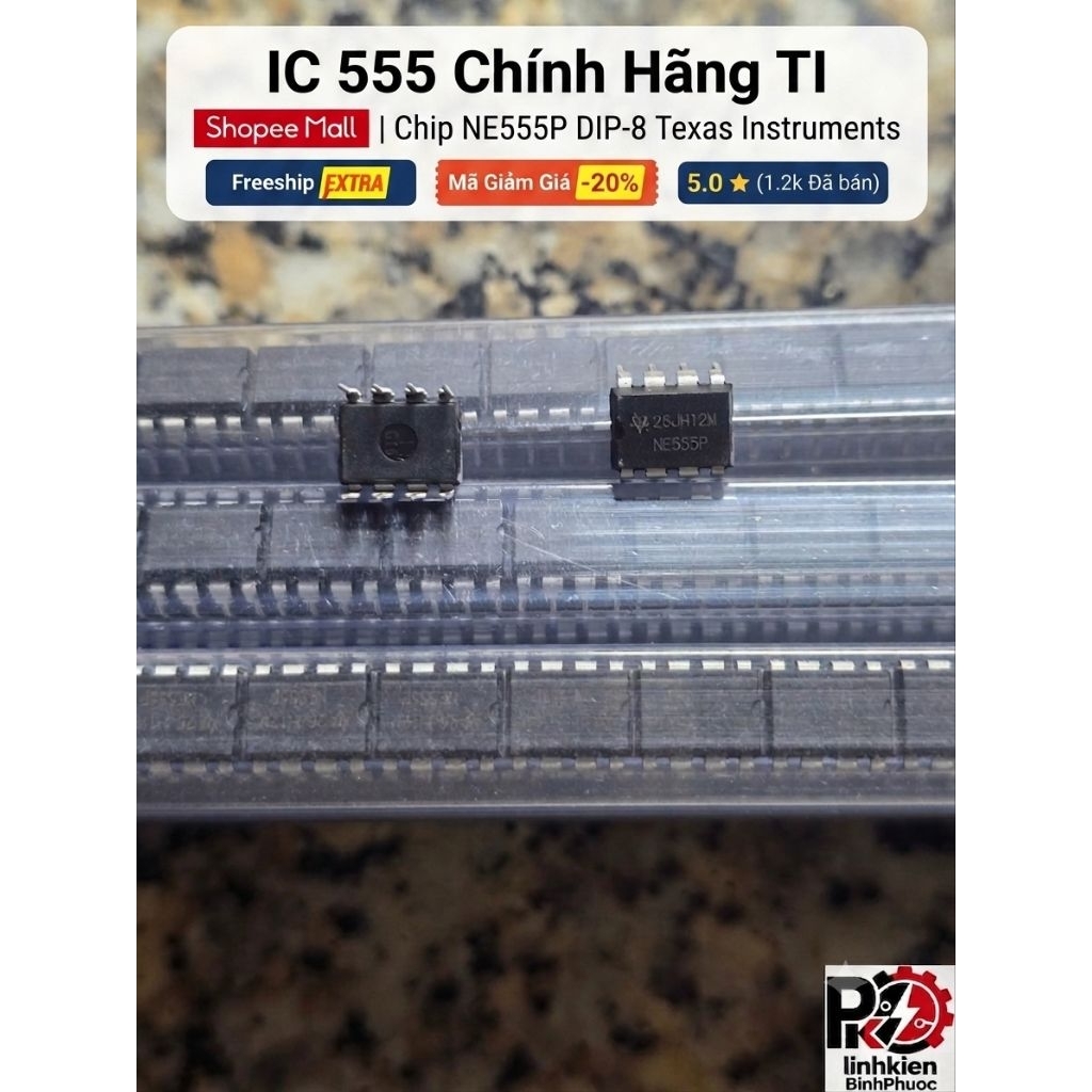 [COMBO 5] IC NE555P Chính Hãng Texas Instruments (TI) - IC 555 Tạo Xung, Định Thời Chân Cắm DIP-8
