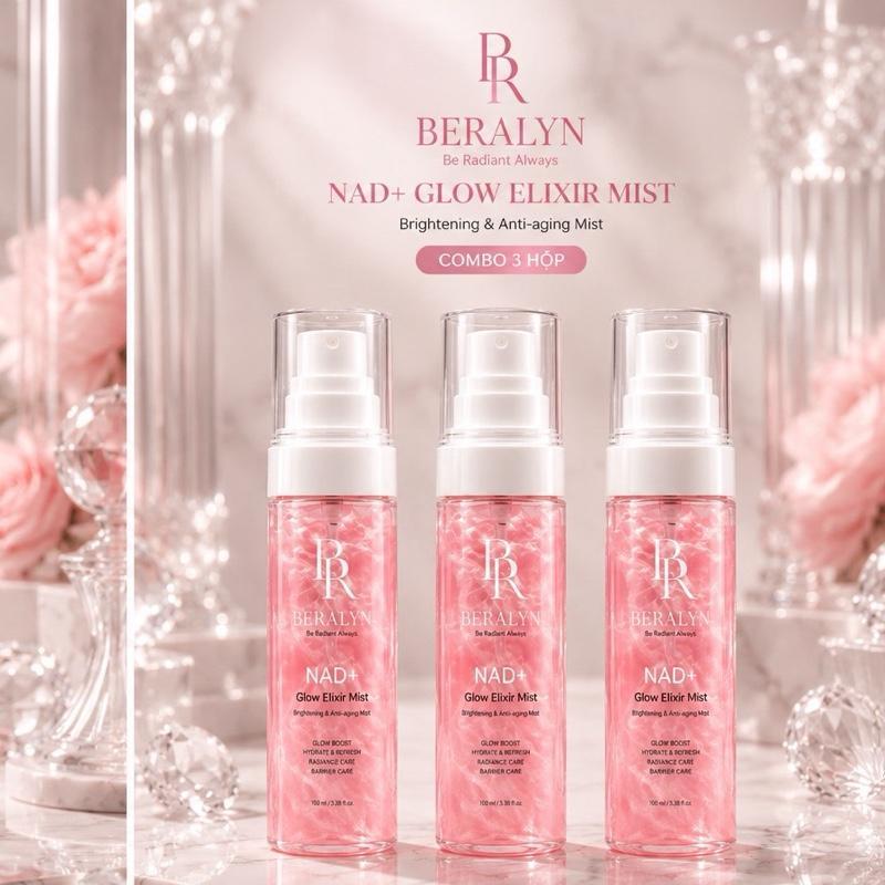 D3 - combo 3 chai xịt khoáng BERALYN NAD+ Glow Elixir Mist cao cấp nhập khẩu Hàn Quốc, dưỡng sáng.