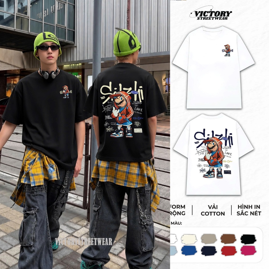 Áo Thun Nam Nữ Oversize Form Rộng VICTORY DIZZY WORLD Streetwear