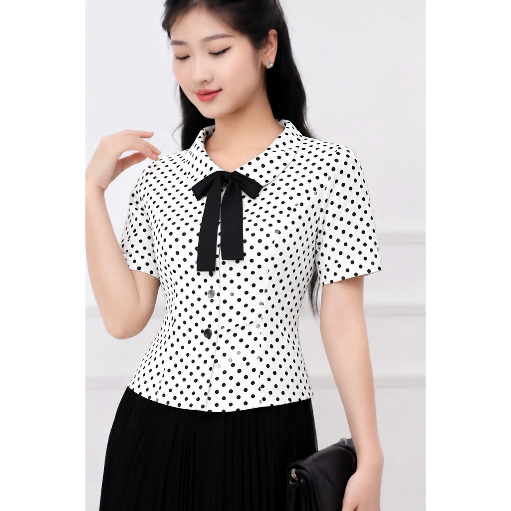 ÁO CHẤM BI PHỐI KHẮN H77