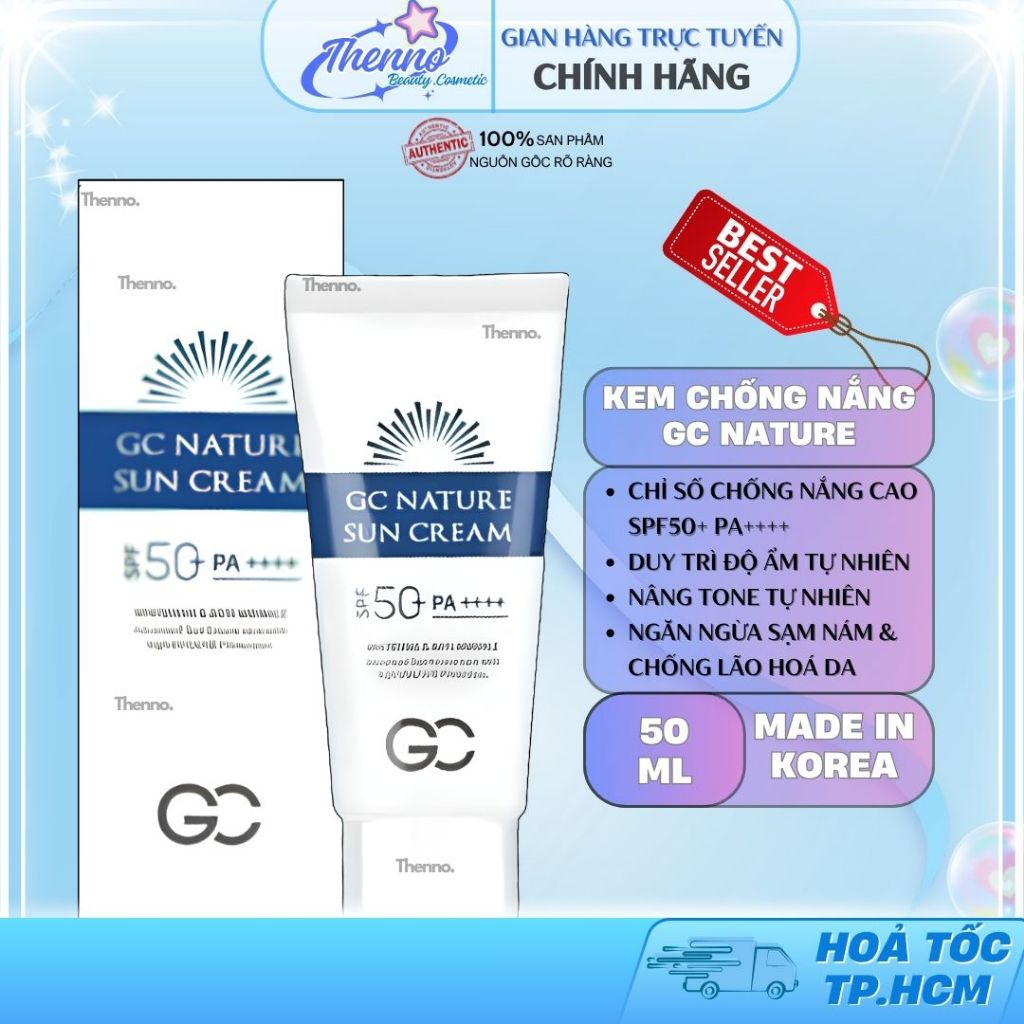Kem Chống Nắng Nâng Tone,Dưỡng Da Hàn Quốc GC Nature Sun Cream SPF 50+ 60ml