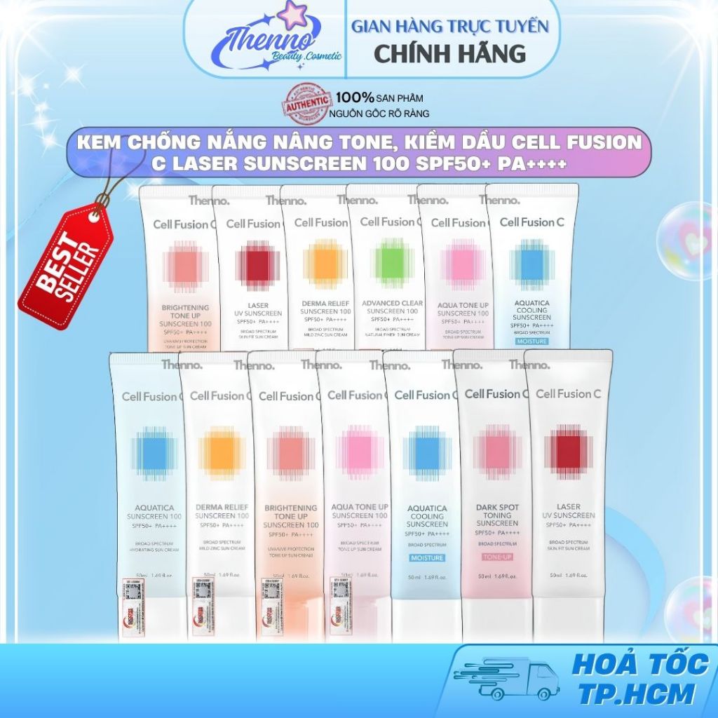 Kem Chống Nắng Nâng Tone, Kiềm Dầu Mọi Loại Da Cell Fusion C Laser Sunscreen 100 SPF50+ PA++++ 50ml 