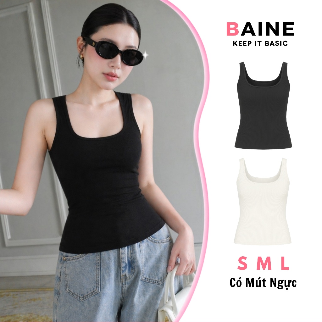 Áo SÁT NÁCH Chất BORIP LỤA Có Mút Trơn Ôm Body DD21, Áo 2D Cổ Vuông Dáng Dài Nữ BAINE